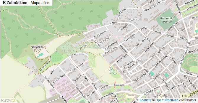 K Zahrádkám - mapa ulice
