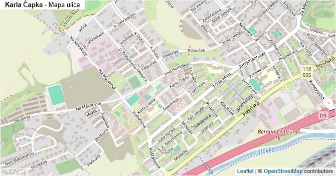 Karla Čapka - mapa ulice