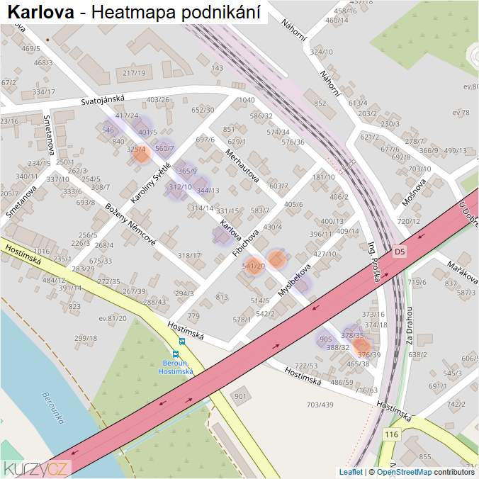 Mapa Karlova - Firmy v ulici.