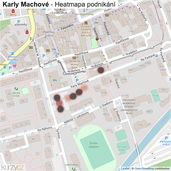 Mapa Karly Machové - Firmy v ulici.