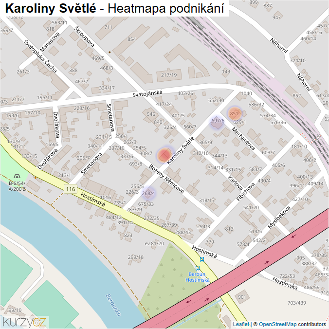 Mapa Karoliny Světlé - Firmy v ulici.