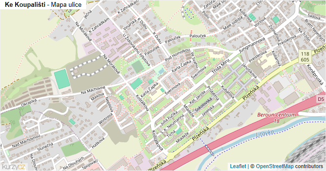 Ke Koupališti - mapa ulice