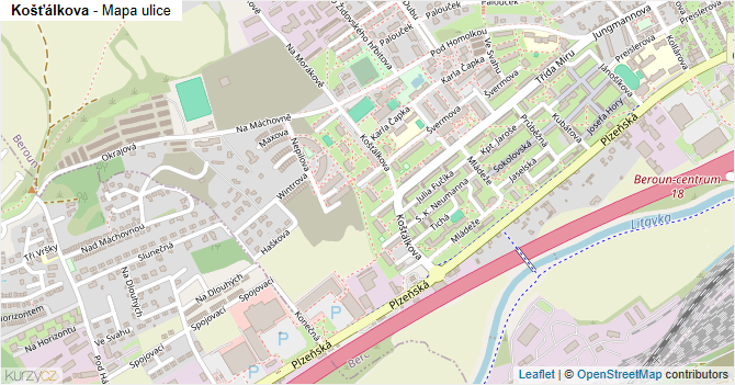 Košťálkova - mapa ulice