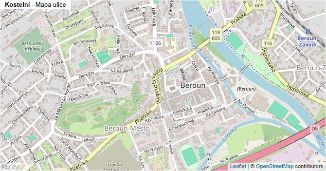 Kostelní - mapa ulice