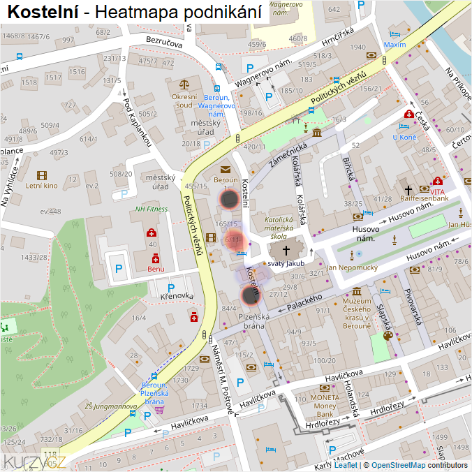 Mapa Kostelní - Firmy v ulici.