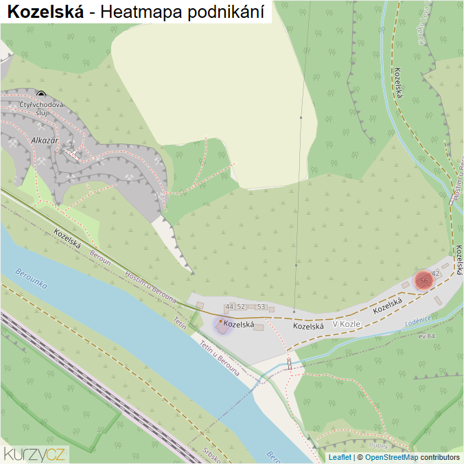Mapa Kozelská - Firmy v ulici.