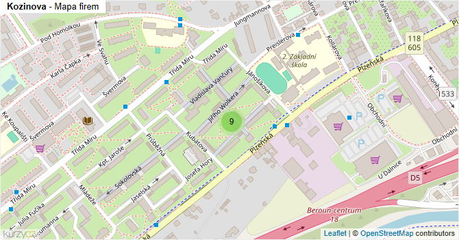 Kozinova - mapa firem