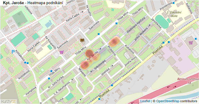 Kpt. Jaroše - mapa podnikání
