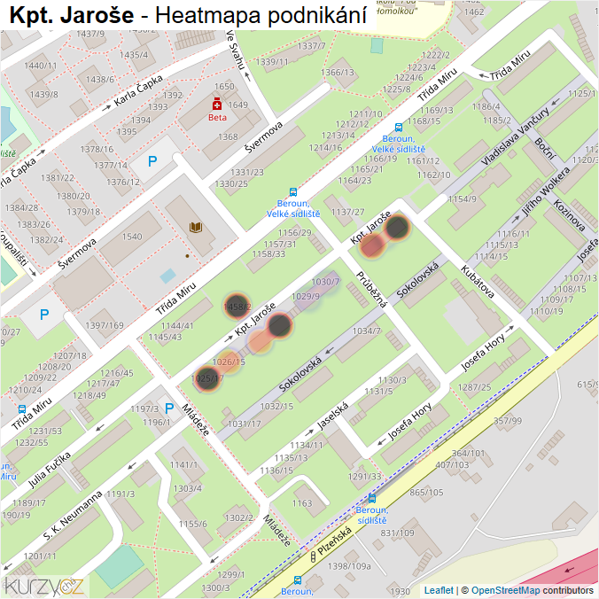 Mapa Kpt. Jaroše - Firmy v ulici.