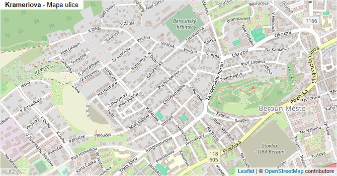 Krameriova - mapa ulice