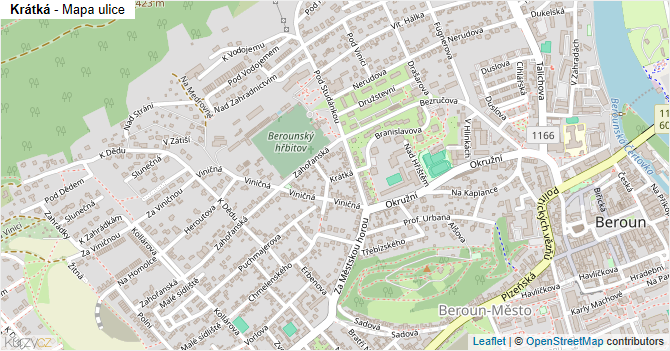 Krátká - mapa ulice