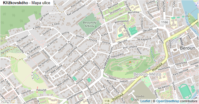 Křížkovského - mapa ulice