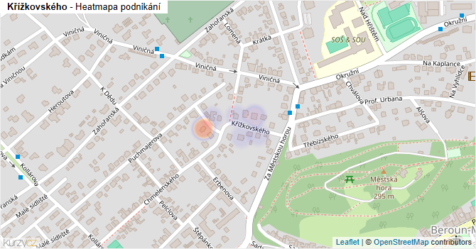 Křížkovského - mapa podnikání