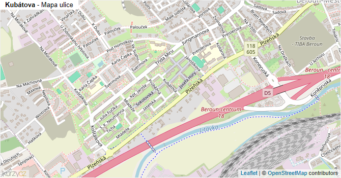Kubátova - mapa ulice