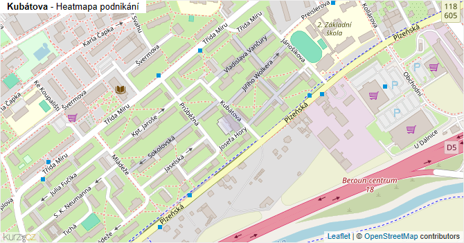 Kubátova - mapa podnikání