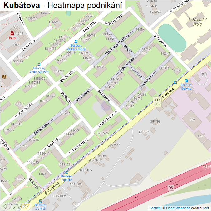 Mapa Kubátova - Firmy v ulici.