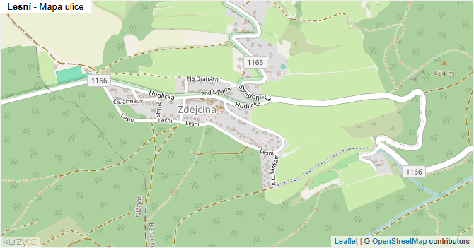 Lesní - mapa ulice