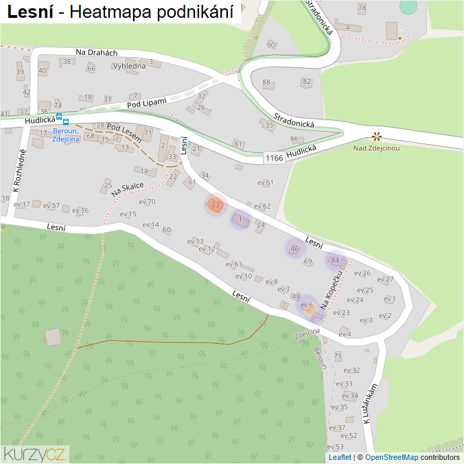 Mapa Lesní - Firmy v ulici.
