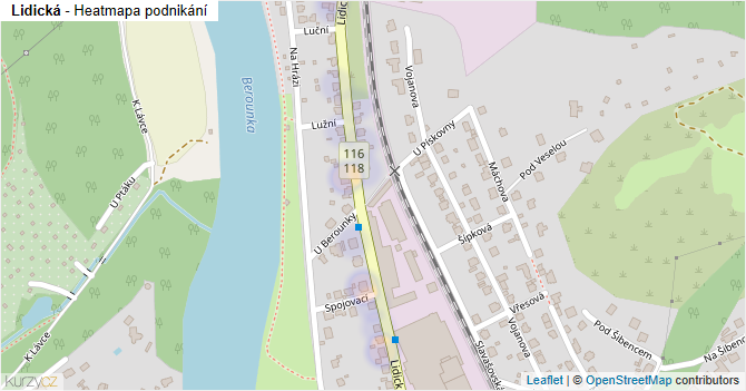 Lidická - mapa podnikání