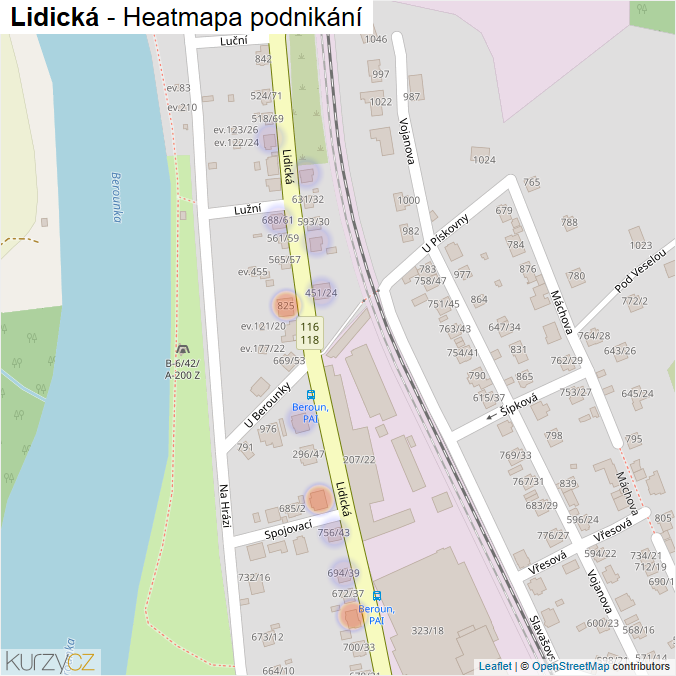 Mapa Lidická - Firmy v ulici.