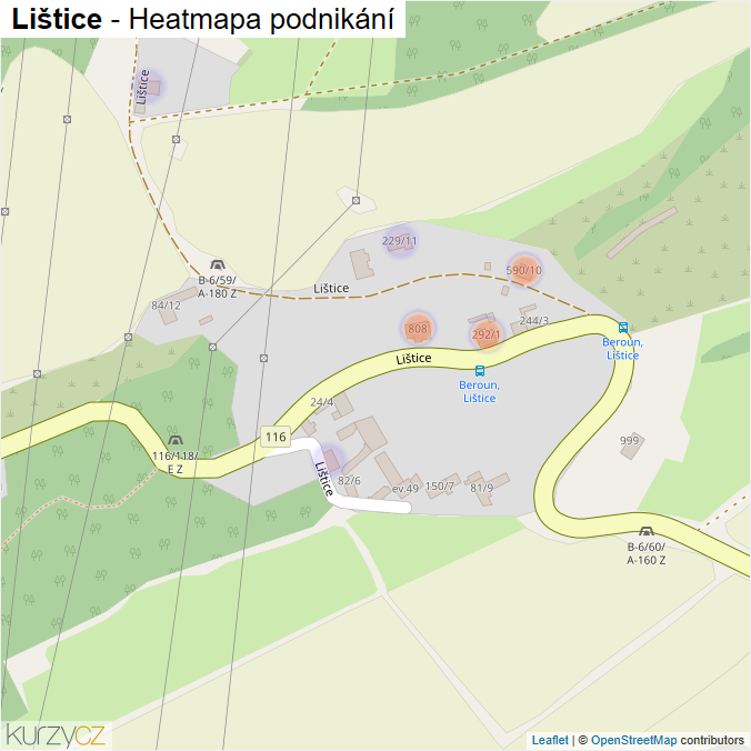 Mapa Lištice - Firmy v ulici.