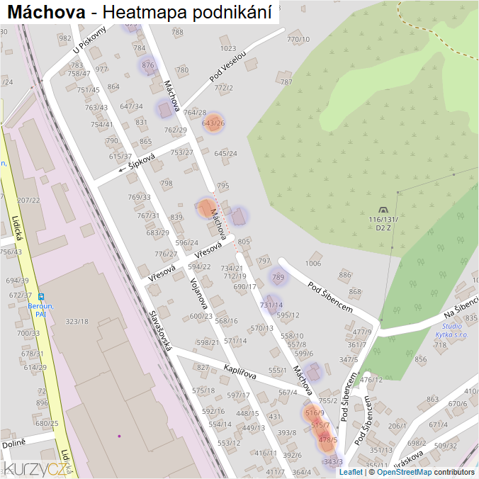 Mapa Máchova - Firmy v ulici.