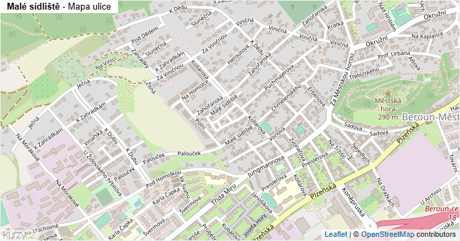 Malé sídliště - mapa ulice