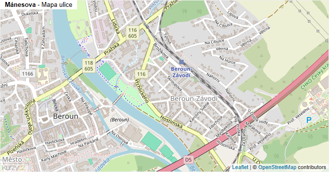 Mánesova - mapa ulice