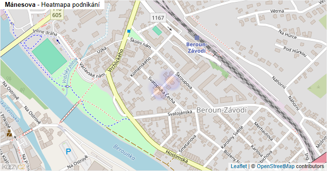 Mánesova - mapa podnikání