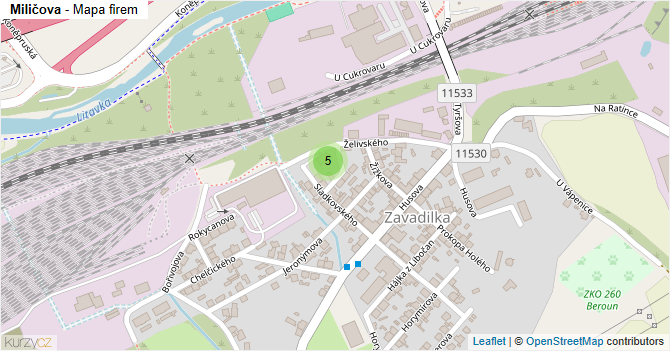 Miličova - mapa firem