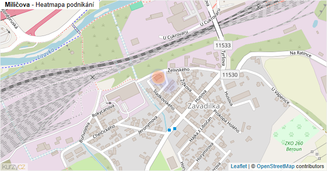 Miličova - mapa podnikání