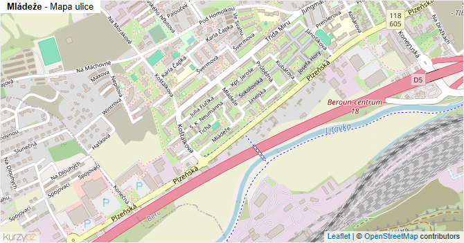 Mládeže - mapa ulice