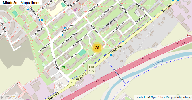 Mládeže - mapa firem