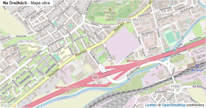 Na Dražkách - mapa ulice