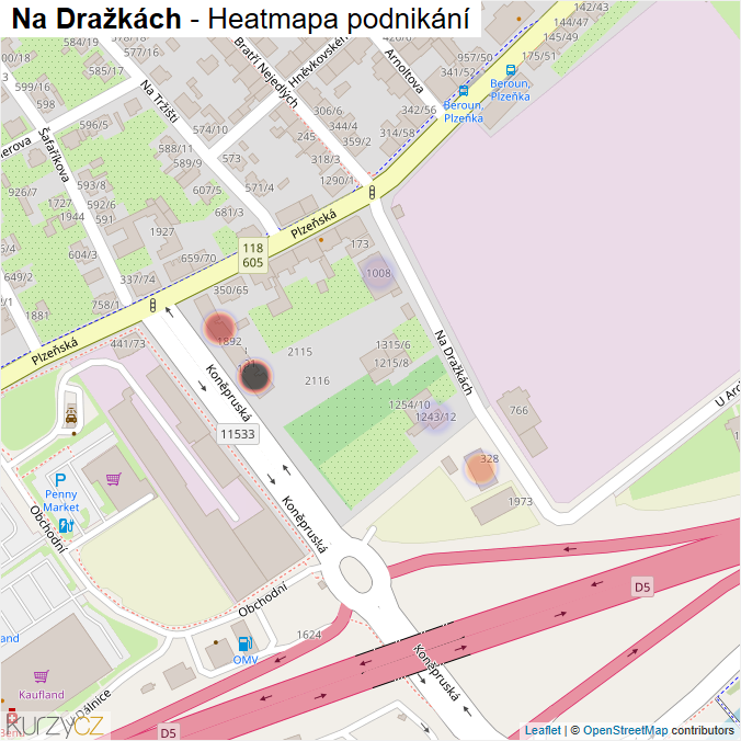 Mapa Na Dražkách - Firmy v ulici.
