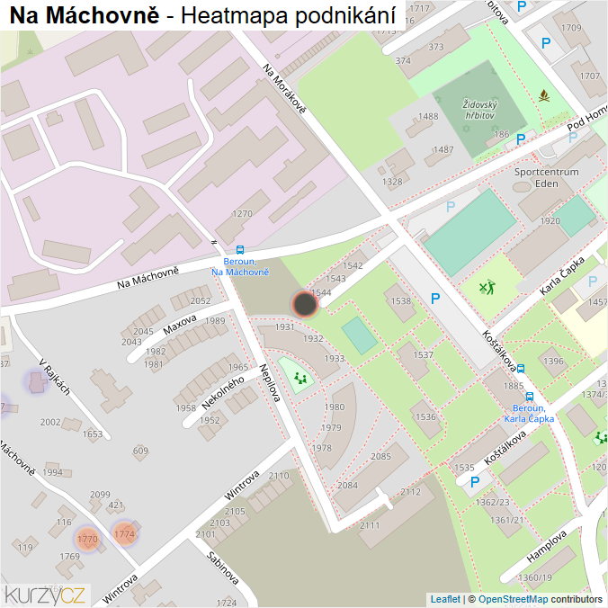 Mapa Na Máchovně - Firmy v ulici.