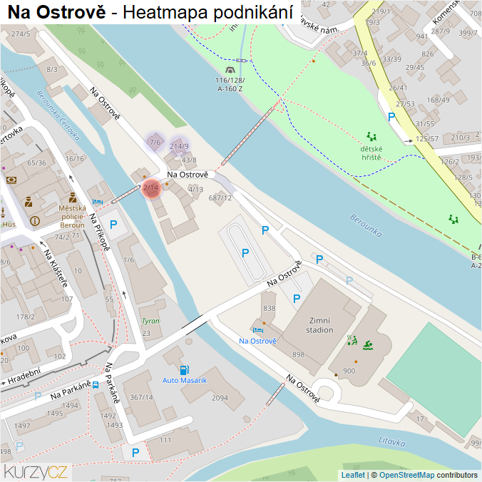 Mapa Na Ostrově - Firmy v ulici.