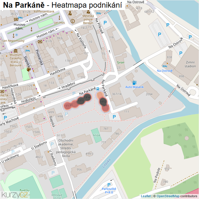 Mapa Na Parkáně - Firmy v ulici.