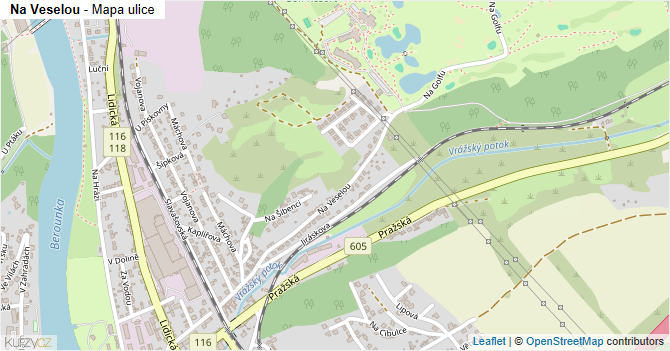Na Veselou - mapa ulice