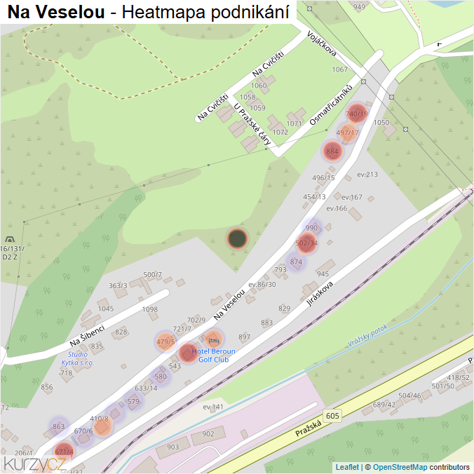 Mapa Na Veselou - Firmy v ulici.