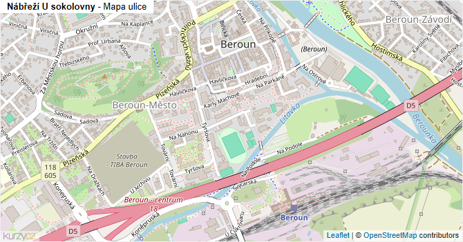 Nábřeží U sokolovny - mapa ulice