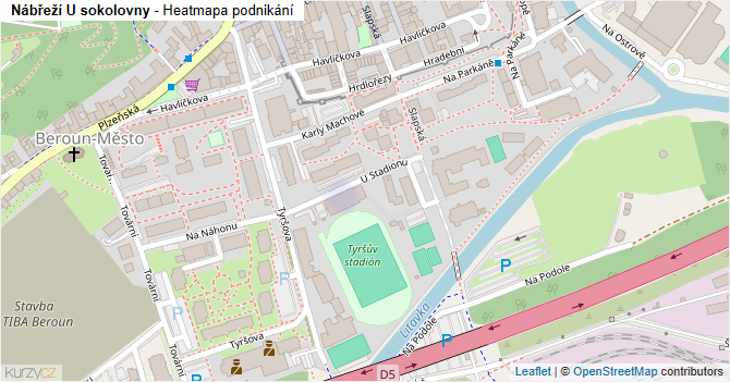 Nábřeží U sokolovny - mapa podnikání