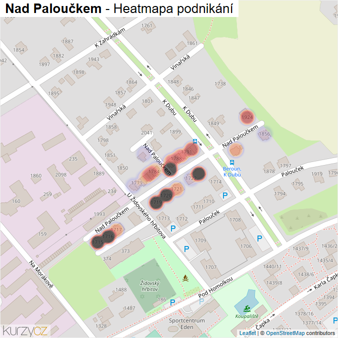 Mapa Nad Paloučkem - Firmy v ulici.