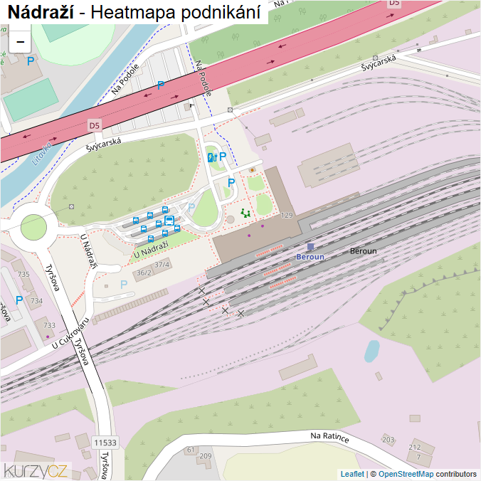 Mapa Nádraží - Firmy v ulici.