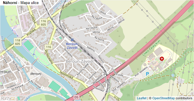 Náhorní - mapa ulice