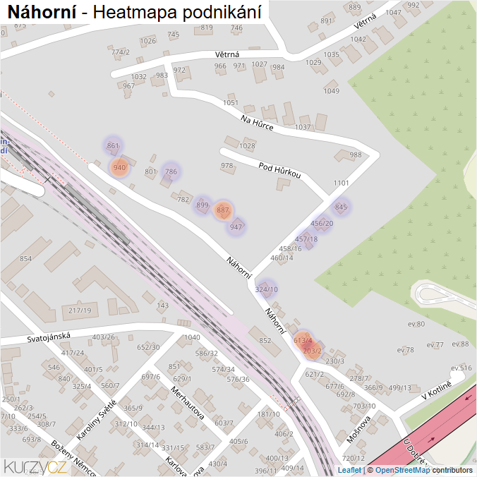 Mapa Náhorní - Firmy v ulici.