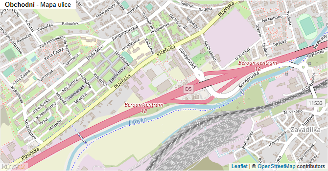 Obchodní - mapa ulice