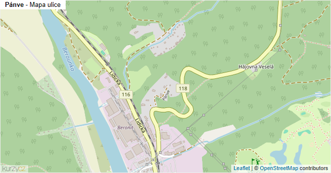 Pánve - mapa ulice