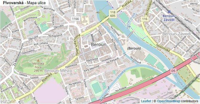 Pivovarská - mapa ulice