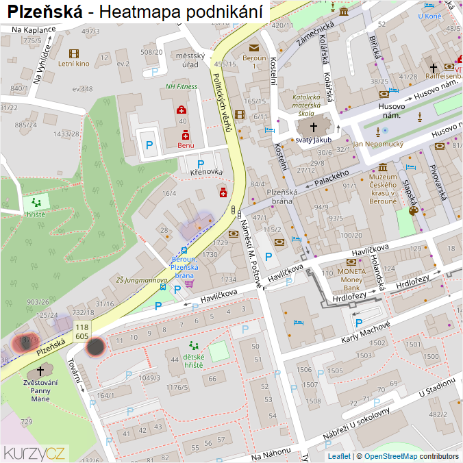 Mapa Plzeňská - Firmy v ulici.
